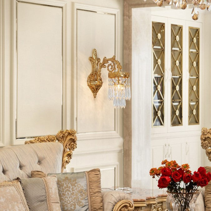 Petal Leaf Carved Brass Wall Lamp