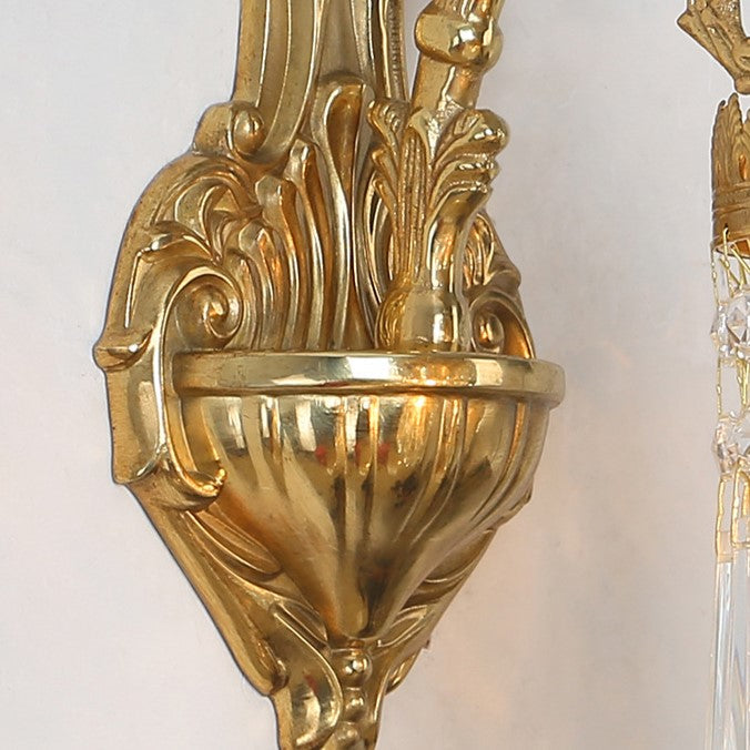 Petal Leaf Carved Brass Wall Lamp