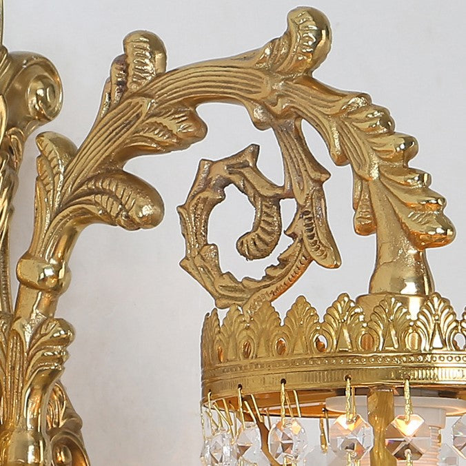 Petal Leaf Carved Brass Wall Lamp