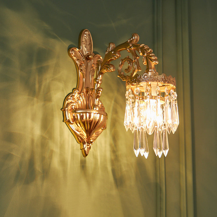 Petal Leaf Carved Brass Wall Lamp
