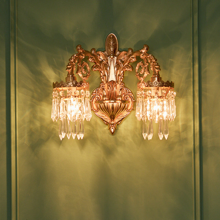 Petal Leaf Carved Brass Wall Lamp