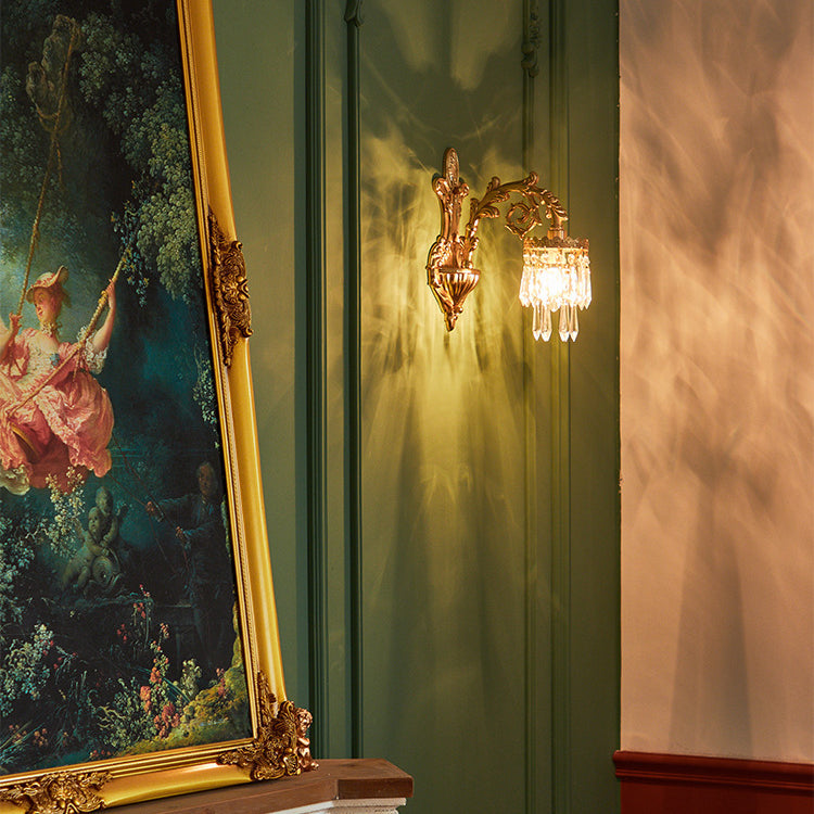 Petal Leaf Carved Brass Wall Lamp