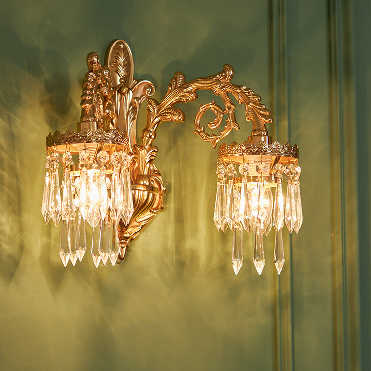 Petal Leaf Carved Brass Wall Lamp