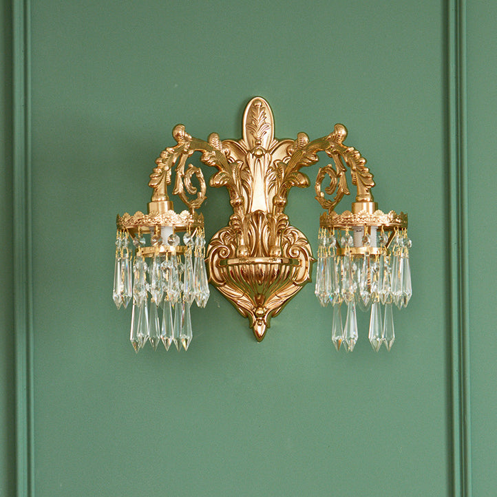 Petal Leaf Carved Brass Wall Lamp