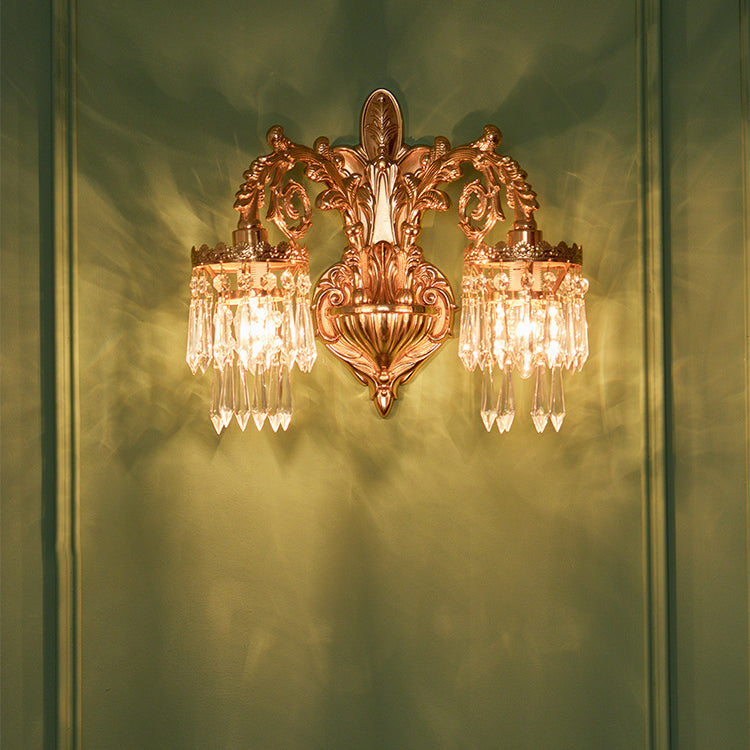 Petal Leaf Carved Brass Wall Lamp
