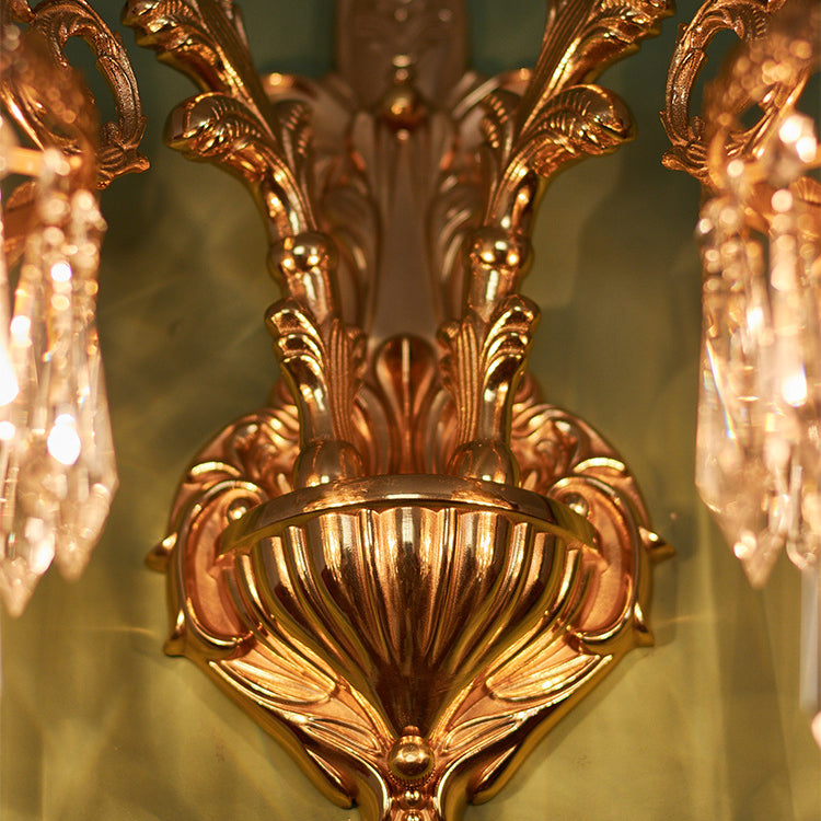 Petal Leaf Carved Brass Wall Lamp