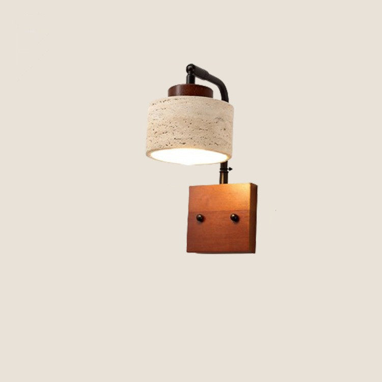 Cylinder Yellow Travertine Square Wall Lamp