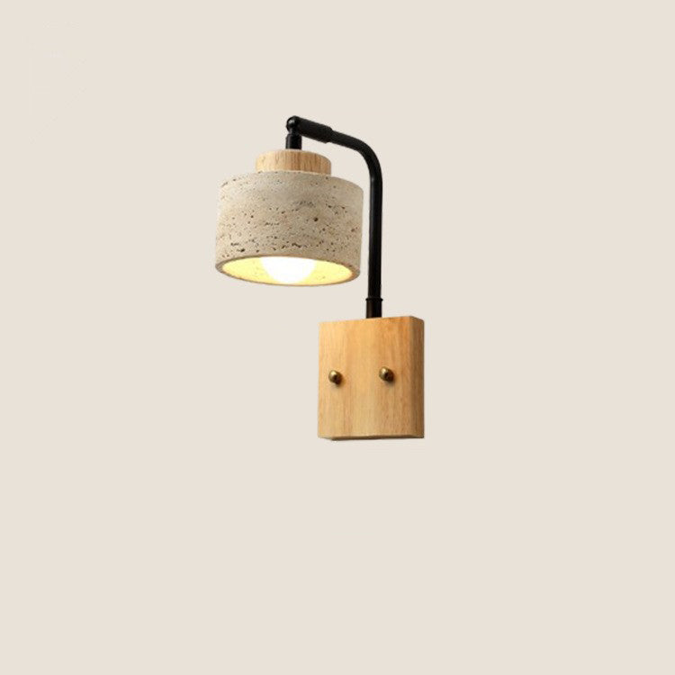 Cylinder Yellow Travertine Square Wall Lamp