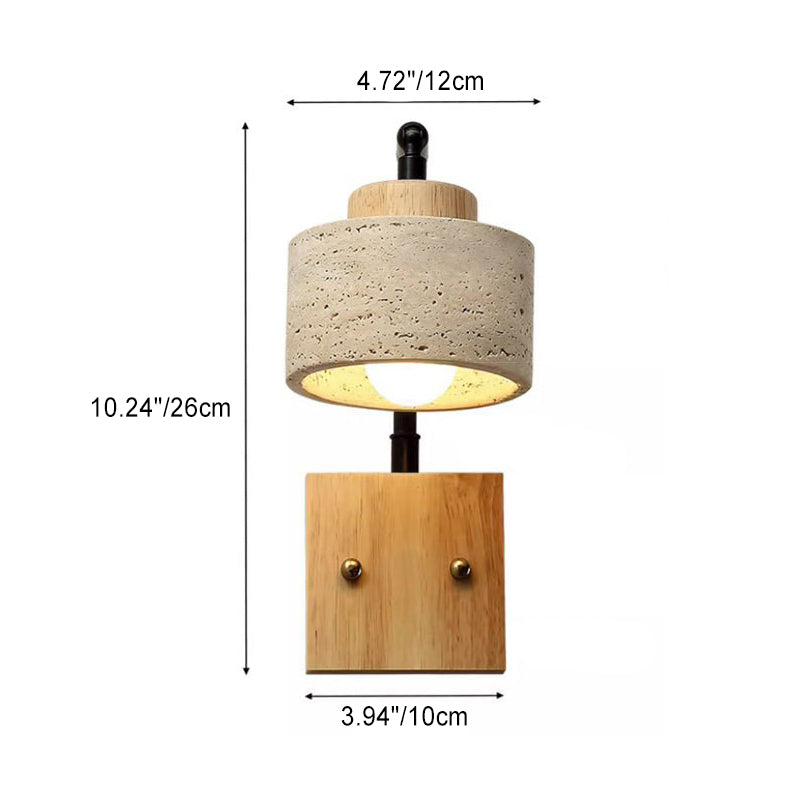 Cylinder Yellow Travertine Square Wall Lamp