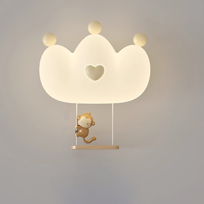 Kids Crown Animal Iron Wall Lamp