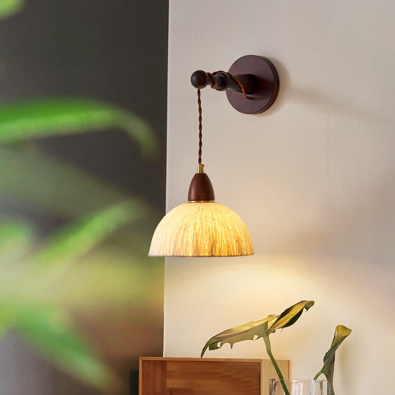 Round Dome Handmade Rice Wall Lamp
