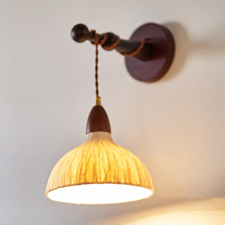 Round Dome Handmade Rice Wall Lamp