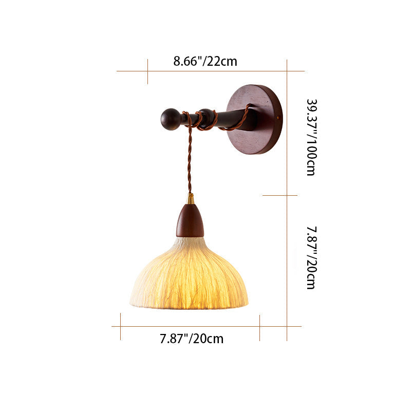 Round Dome Handmade Rice Wall Lamp
