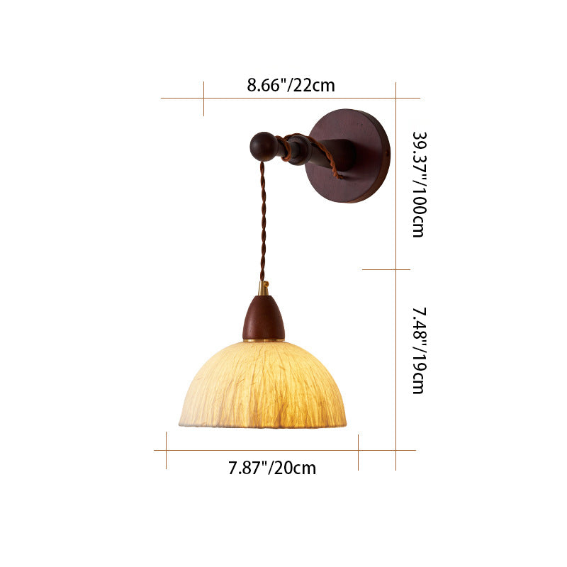 Round Dome Handmade Rice Wall Lamp