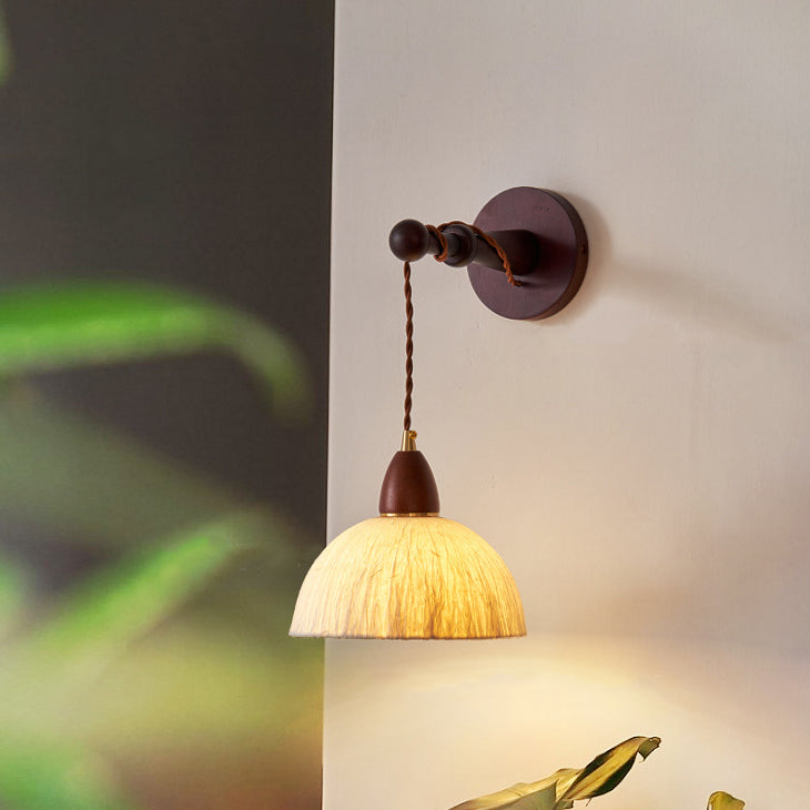 Round Dome Handmade Rice Wall Lamp