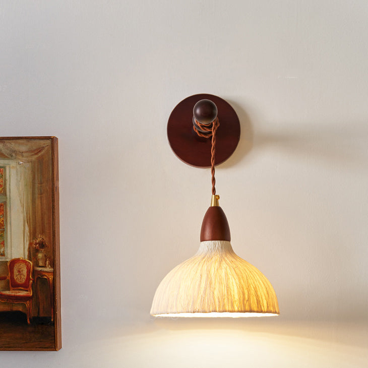Round Dome Handmade Rice Wall Lamp
