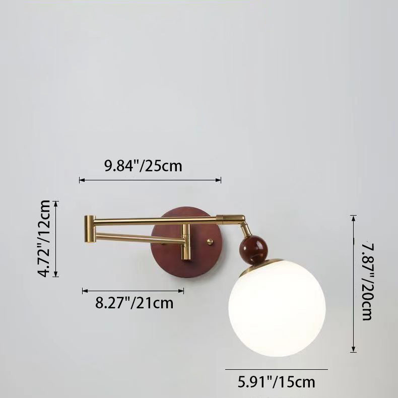 Swingable Globe Cylinder Dome Wall Lamp