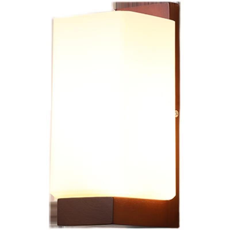 Square Rectangle Wood Glass Wall Lamp