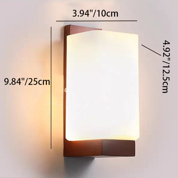 Square Rectangle Wood Glass Wall Lamp