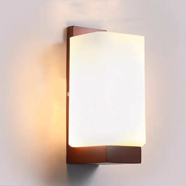 Square Rectangle Wood Glass Wall Lamp