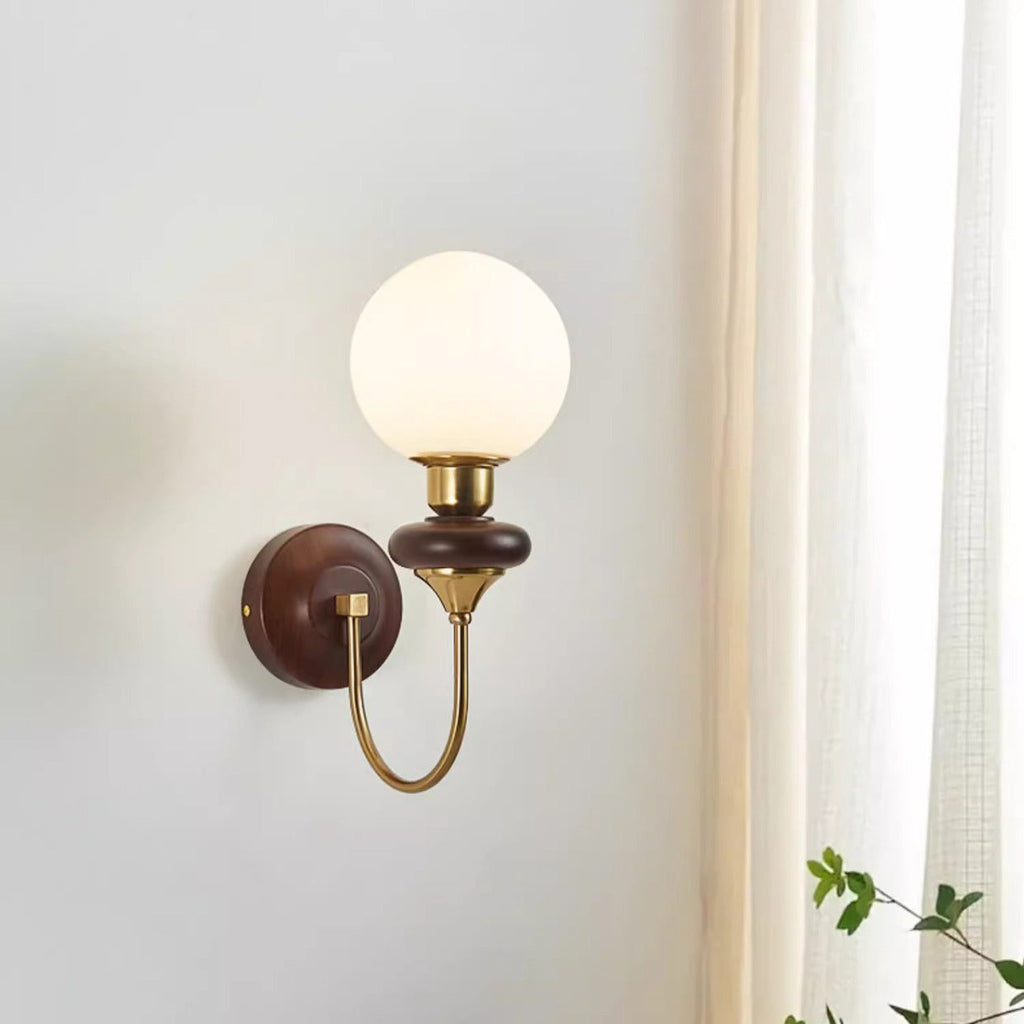 Curved Pole Sphere Globe Wall Lamp