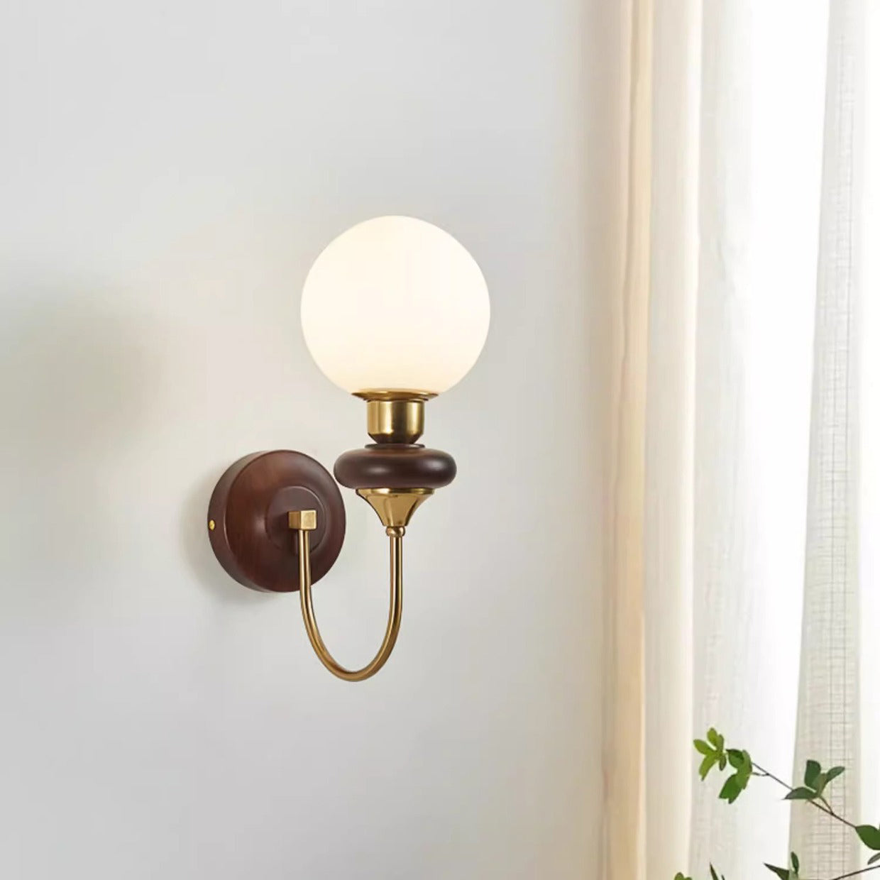 Curved Pole Sphere Globe Wall Lamp