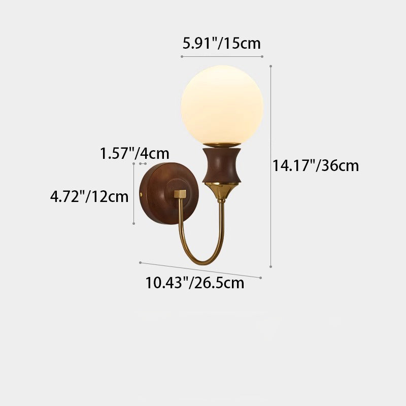Curved Pole Sphere Globe Wall Lamp