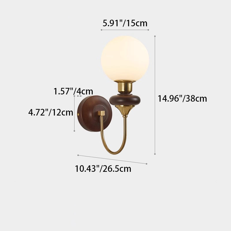 Curved Pole Sphere Globe Wall Lamp