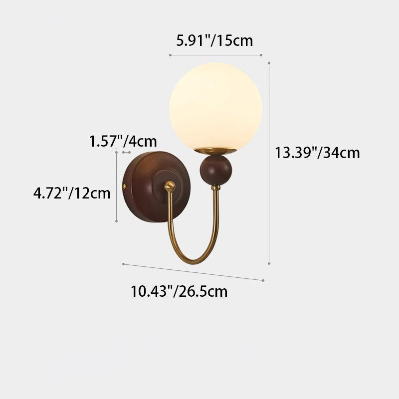 Curved Pole Sphere Globe Wall Lamp