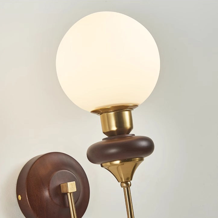 Curved Pole Sphere Globe Wall Lamp