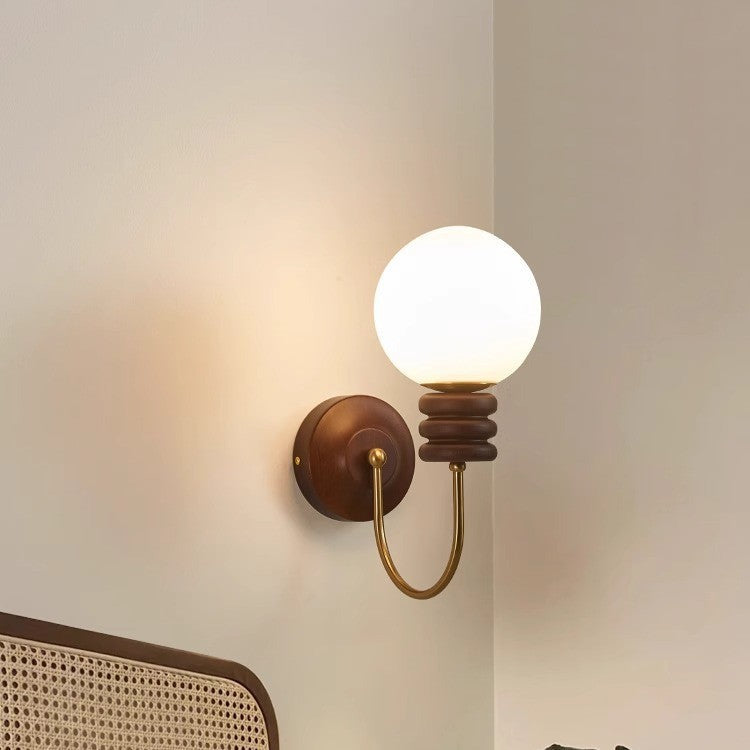 Curved Pole Globe Cylinder Wall Lamp
