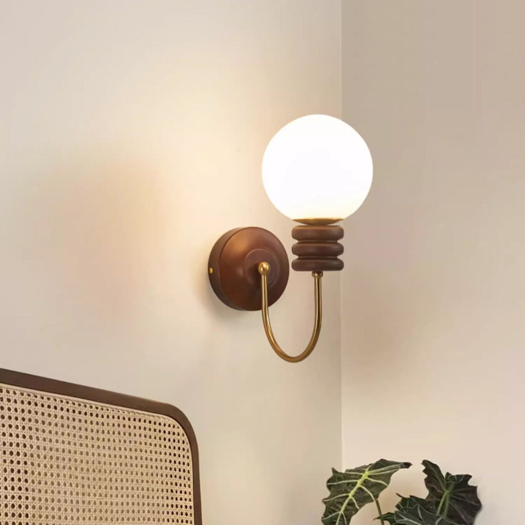 Curved Pole Globe Cylinder Wall Lamp