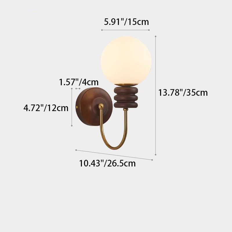 Curved Pole Globe Cylinder Wall Lamp