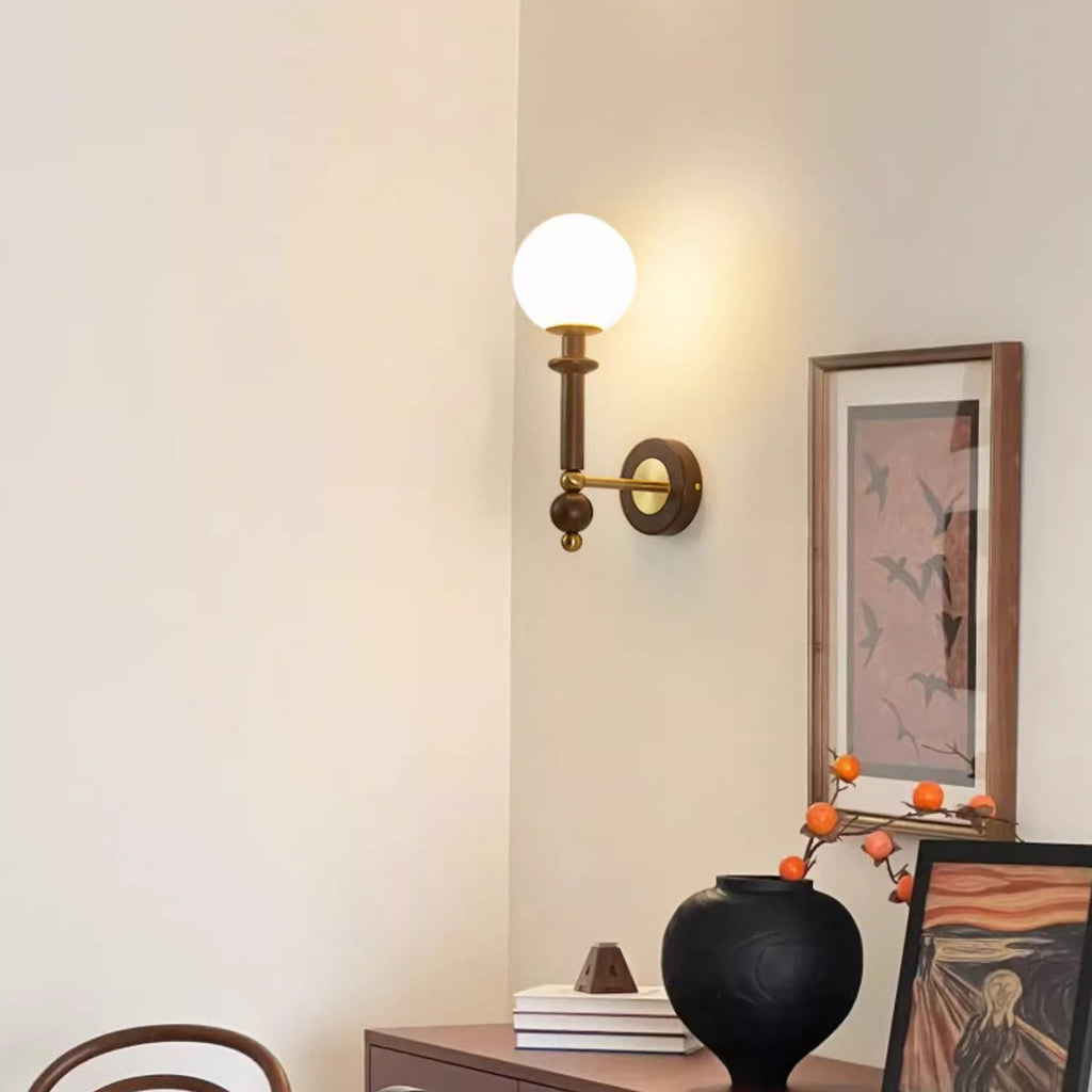 Curved Pole Globe Cylinder Wall Lamp