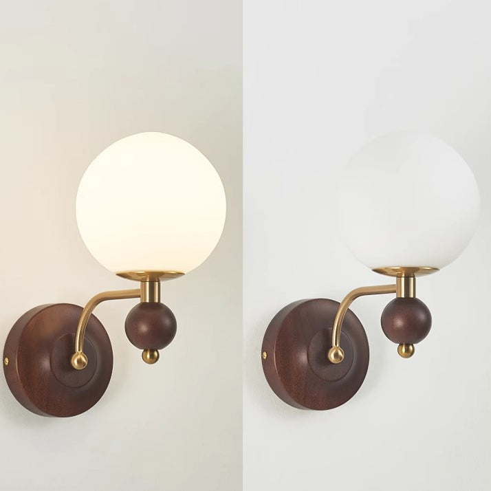 Curved Pole Globe Cylinder Wall Lamp
