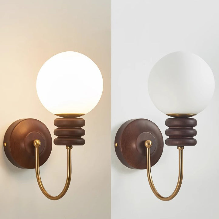 Curved Pole Globe Cylinder Wall Lamp