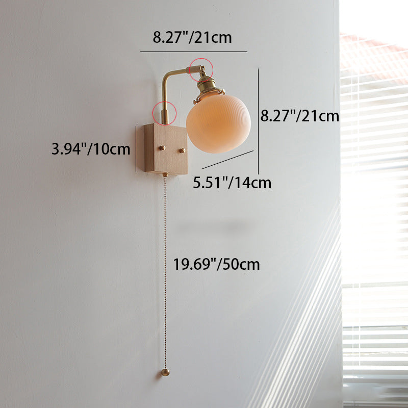 Rotatable Straight Pole Globe Wall Lamp