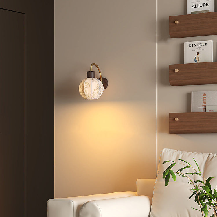 Curved Pole Round Ball Wall Lamp