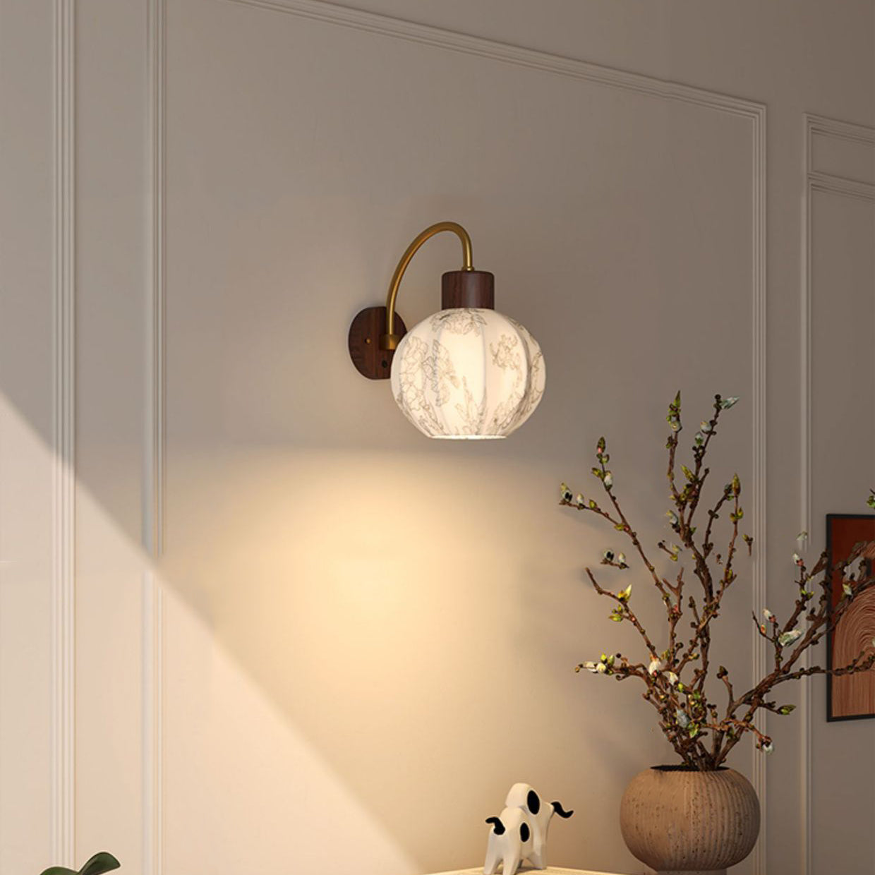 Curved Pole Round Ball Wall Lamp