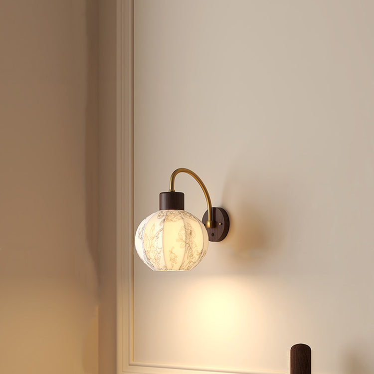 Curved Pole Round Ball Wall Lamp