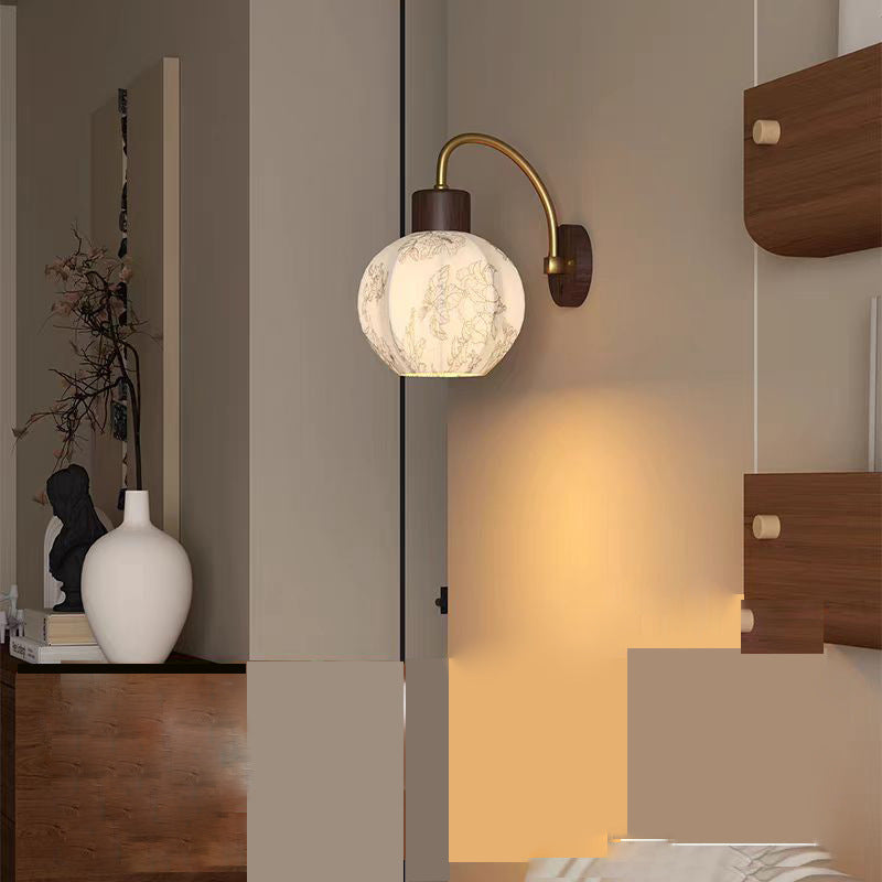 Curved Pole Round Ball Wall Lamp