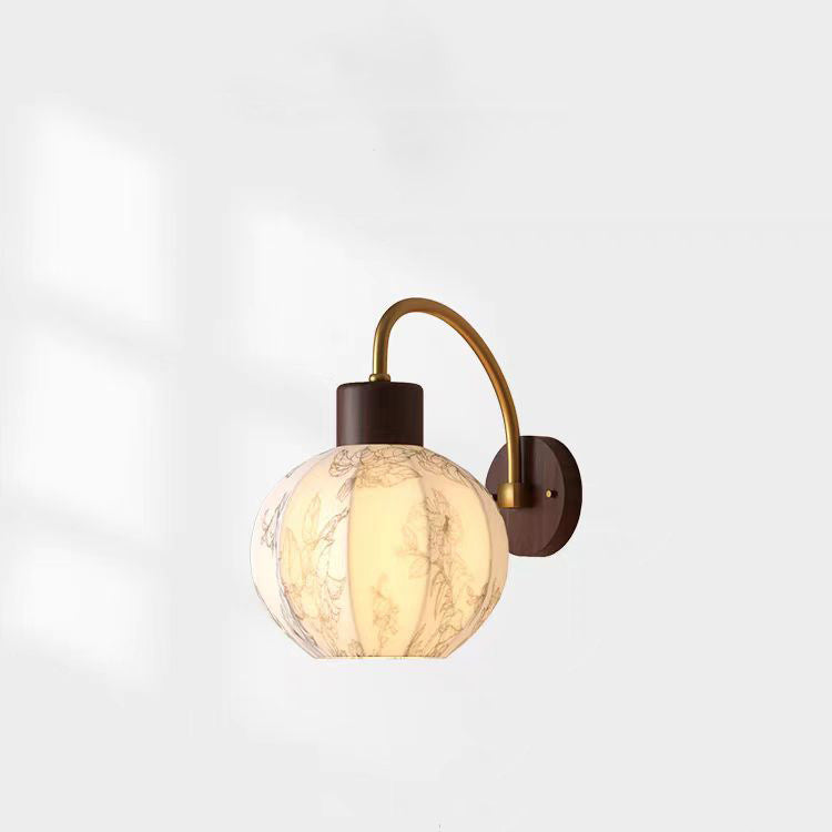 Curved Pole Round Ball Wall Lamp