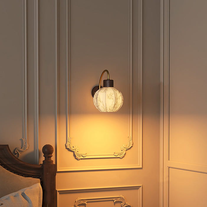 Curved Pole Round Ball Wall Lamp