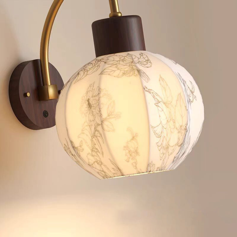 Curved Pole Round Ball Wall Lamp