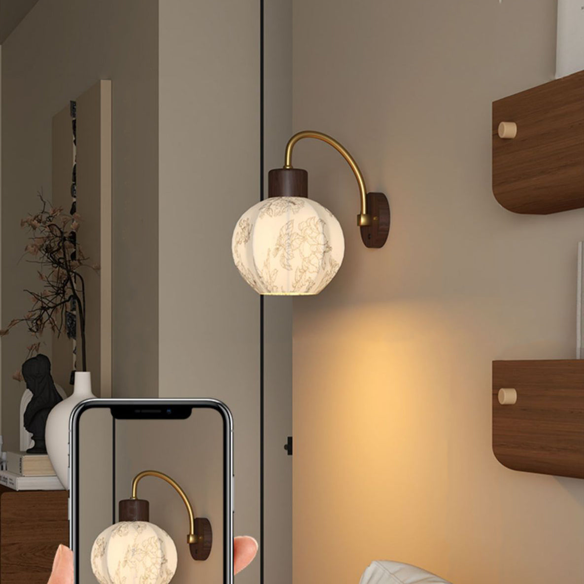 Curved Pole Round Ball Wall Lamp