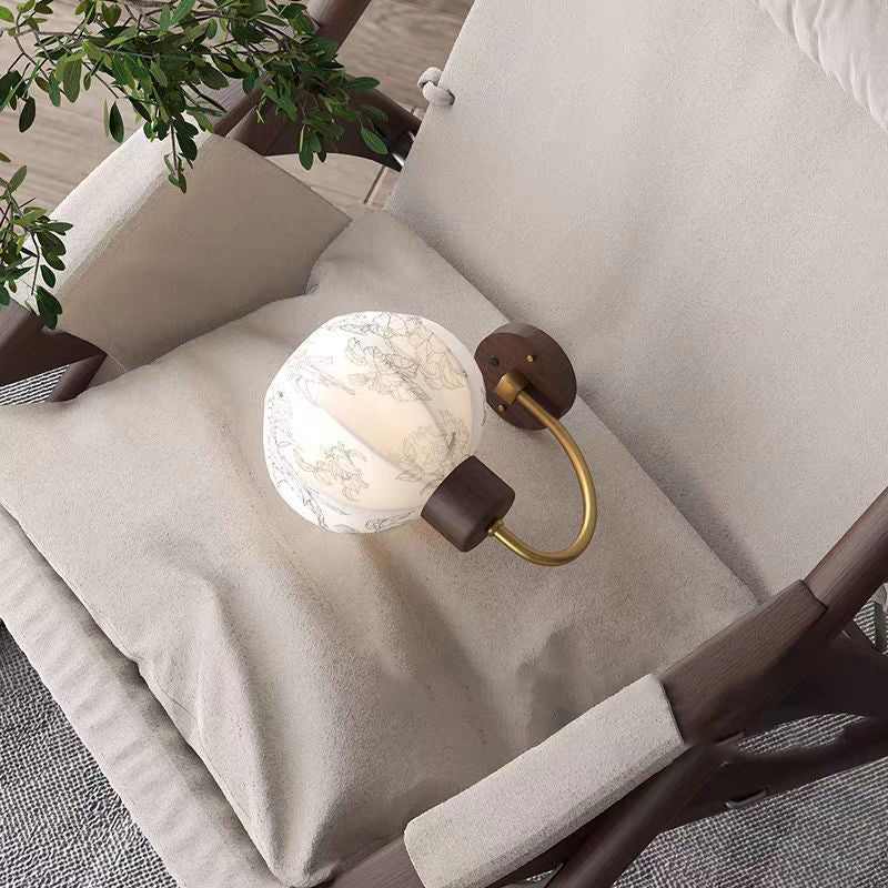 Curved Pole Round Ball Wall Lamp