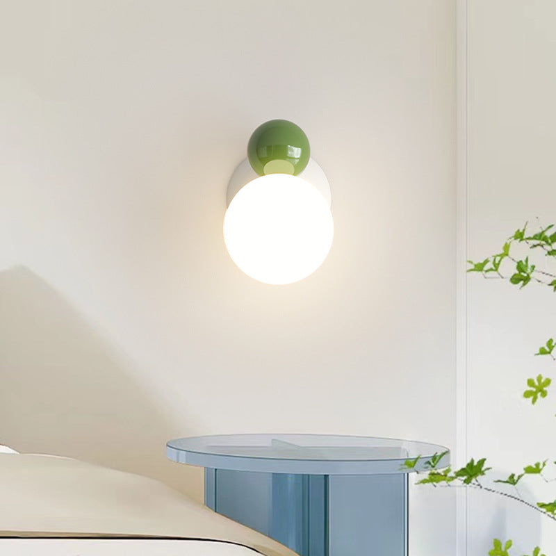 Round Globe Iron Plastic Wall Lamp