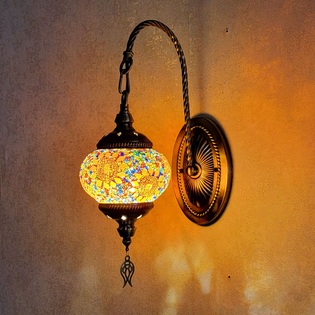 Curved Pole Oval Iron Wall Lamp