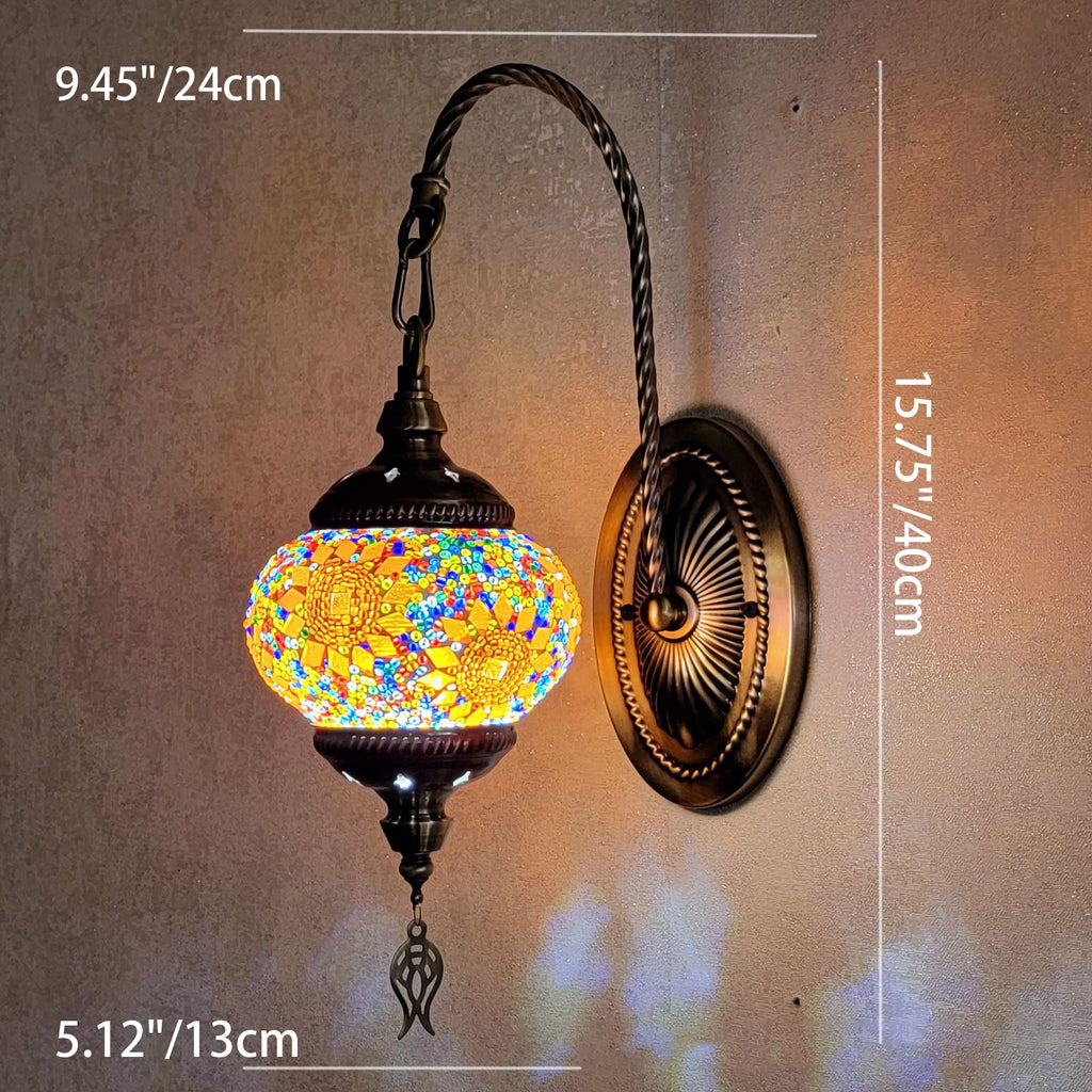 Curved Pole Oval Iron Wall Lamp