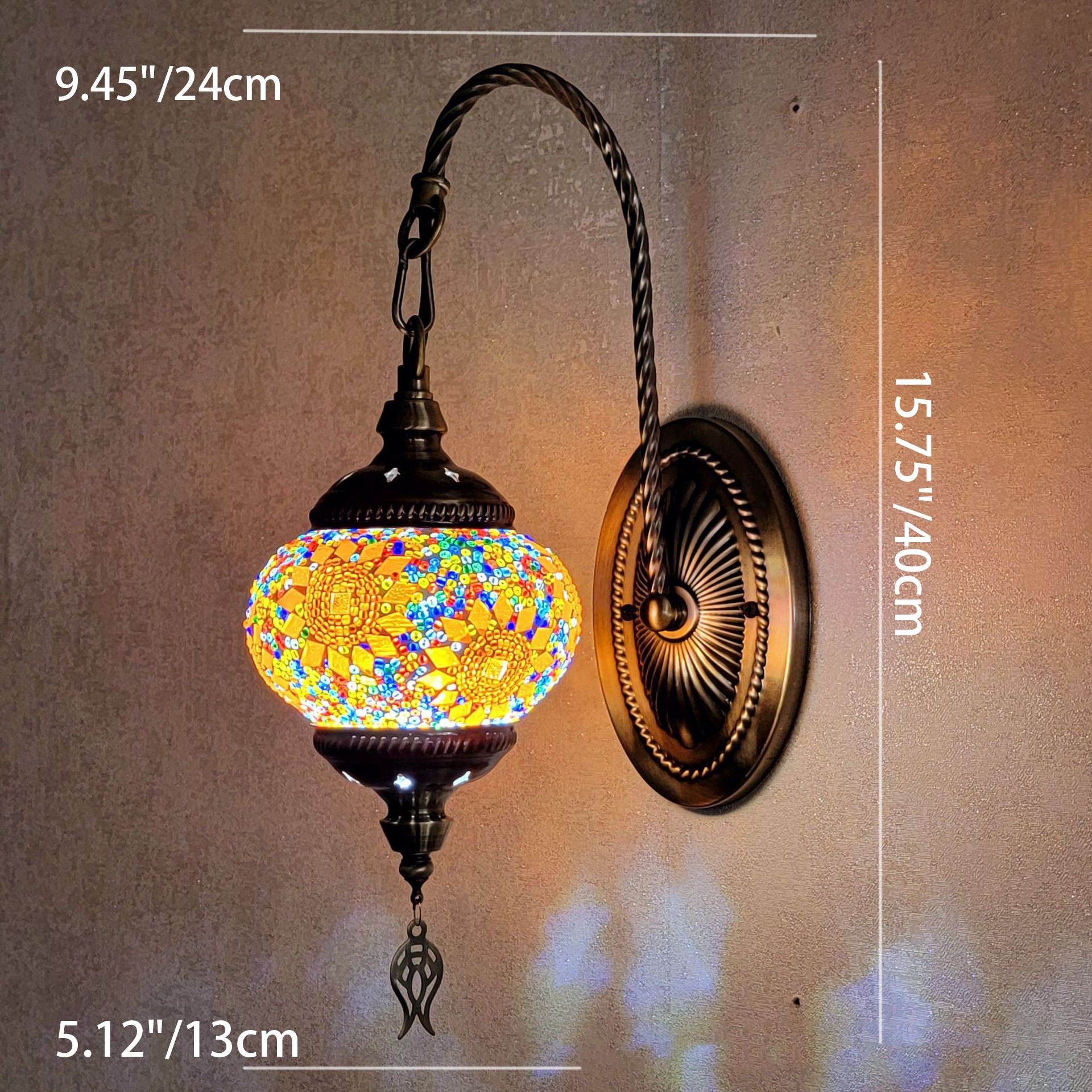 Curved Pole Oval Iron Wall Lamp